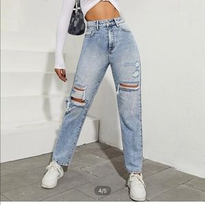 Women’s Size 4 SHEIN High Waisted Ripped Straight Leg Jeans